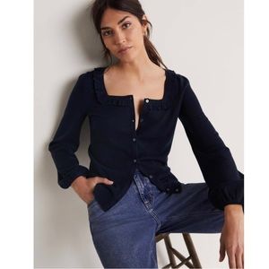 NWT Boden Square Neck Merino Cardigan, Navy, size 14